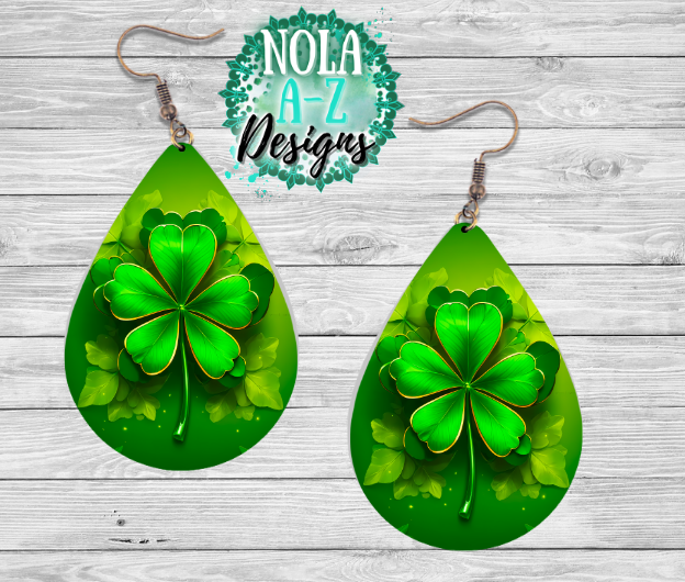 5 Leaf Clover Teardrop Earring