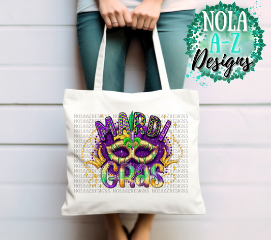 MARDI GRAS MASK CANVAS TOTE