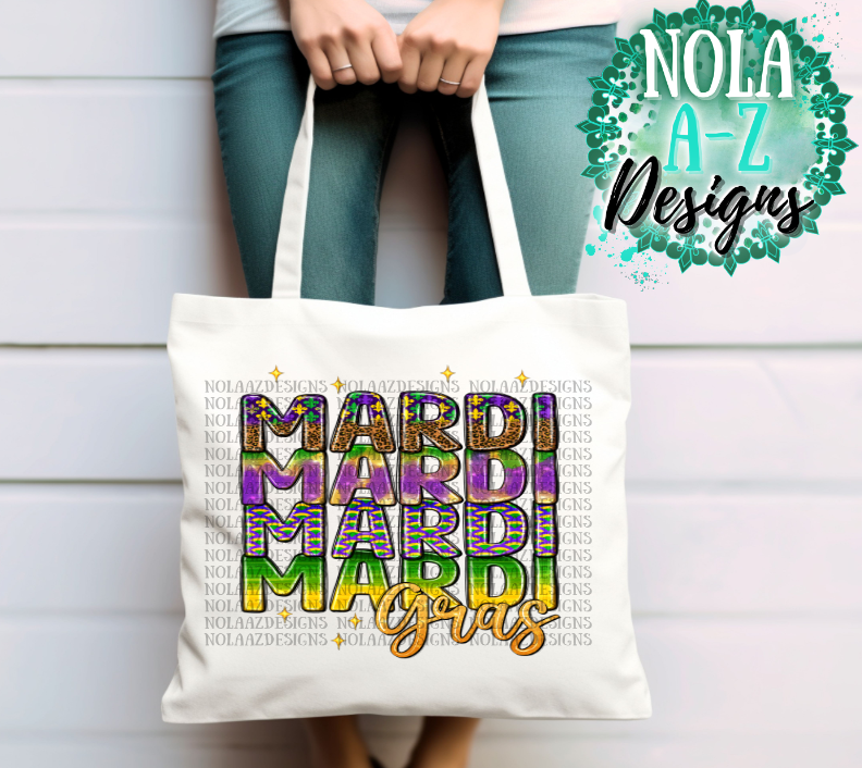 MARDI GRAS WORDING CANVAS TOTE