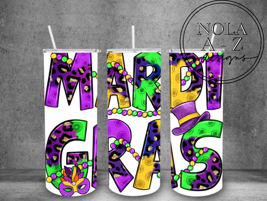 Mardi Gras Wording Tumbler