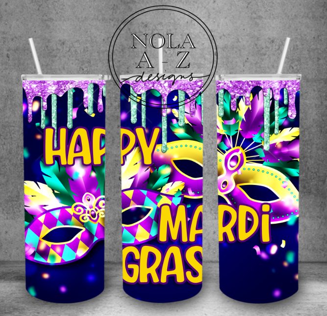 Happy Mardi Gras Mask Tumbler