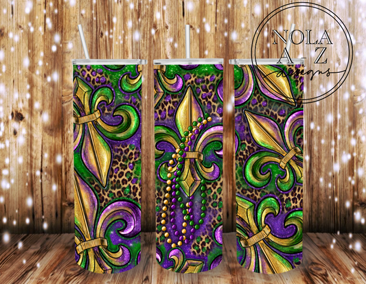 Mardi Gras Fleur De Lis Tumbler