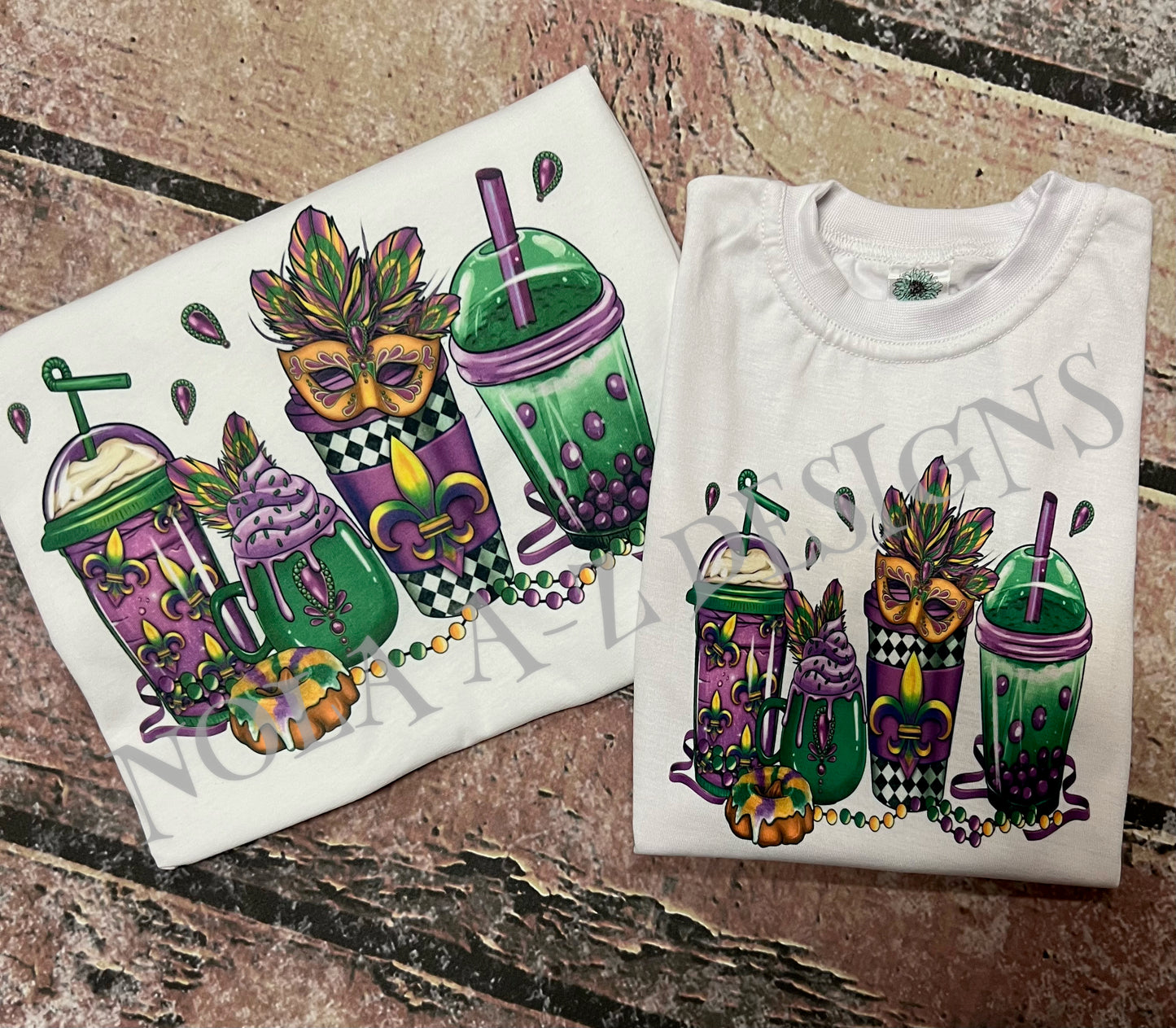 Mardi Gras Drinks Tee Adult and Children